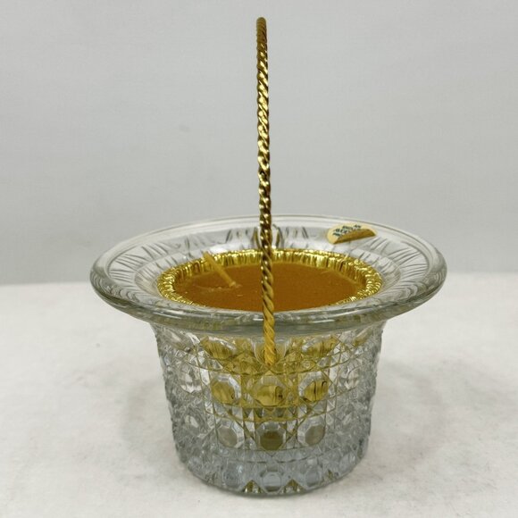 Vintage Avon Fostoria Crystal Backet Candle Holder with Bird Of Paradise Candle - Picture 3 of 13